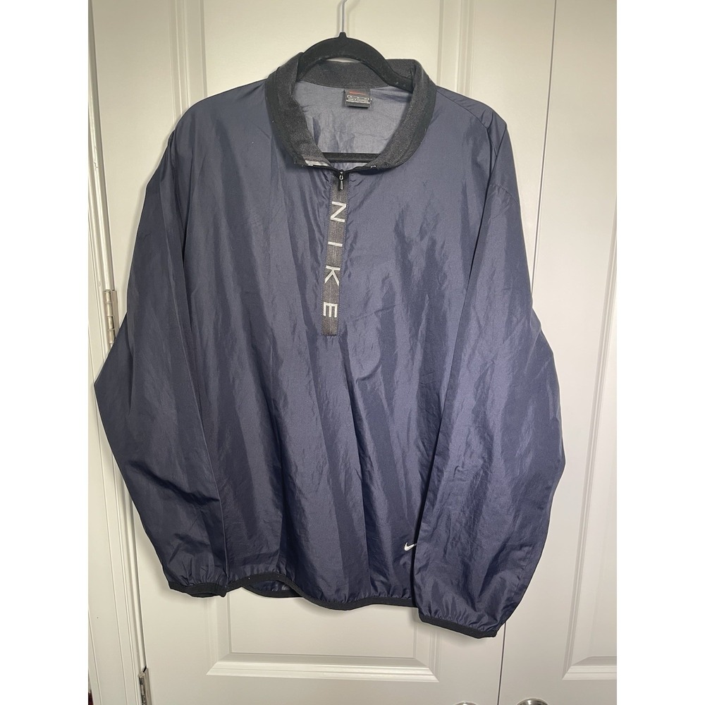 Vintage Nike Windbreaker Mens‎ Medium Blue Running Pullover 1/4 Zip